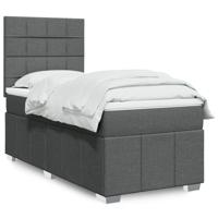Boxspring met matras stof donkergrijs 90x190 cm