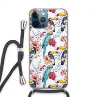 Bloemen tukan: iPhone 13 Pro Max Transparant Hoesje met koord