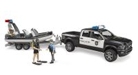 Bruder Dodge RAM 2500 Politie Pick Up met boot en 2 speelfiguren - thumbnail