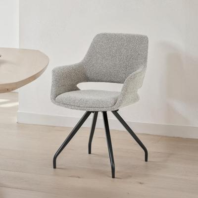 Livingfurn Draaibare Eetkamerstoel 'Capp' Geweven stof, kleur Taupe