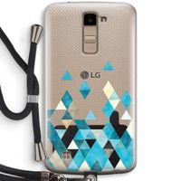 Gekleurde driehoekjes blauw: LG K10 (2016) Transparant Hoesje met koord