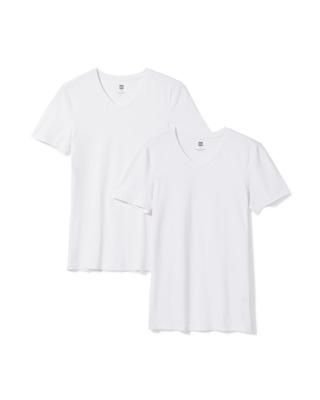 HEMA Heren T-shirts Slimfit V-hals - 2 Stuks Wit (wit)