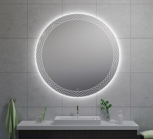 Badkamerspiegel Deco | 120 cm | Rond | Directe en indirecte LED verlichting | Touch button | Met verwarming