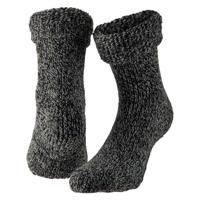 Apollo huissokken/slofsokken - Anti-slip - schapenwol - volwassenen - zwart - warme wintersokken Apollo huissokken/slofsokken - Anti-slip - schapenwol - volwassenen - zwart - warme wintersokken