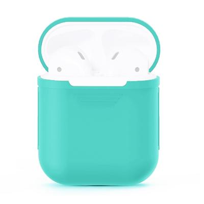 Portable Wireless Bluetooth Earphone Silicone Protective Box Anti-lost Dropproof Storage Bag for Apple AirPods 1/2(Earphone is not Included)(Mint Gre