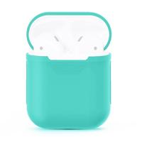 Portable Wireless Bluetooth Earphone Silicone Protective Box Anti-lost Dropproof Storage Bag for Apple AirPods 1/2(Earphone is not Included)(Mint Gre
