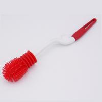 Wassen reiniging roterende handvat lange handvat schrobben Feeding-fles borstel (rood)