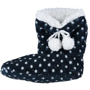 Meisjes hoge sloffen/pantoffels stippenprint blauw maat 28-30