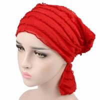Moslim stapelen GLB chiffon fold tulband GLB chemotherapie GLB (rood)