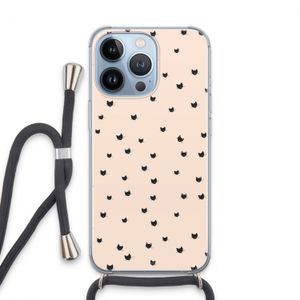 Kleine kattenkopjes: iPhone 13 Pro Transparant Hoesje met koord
