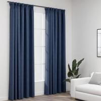 VidaXL Gordijnen linnen-look verduisterend haken 2 st 140x245 cm blauw