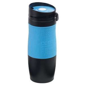 Thermosbeker/warmhoudbeker blauw/zwart 380 ml