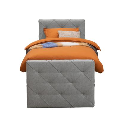 Leen Bakker - Boxspring Met Voetbord Liv Geruit - Licht - 90x200 Cm - Slanke Poot - Stof - Grijs