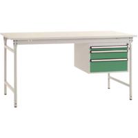 Manuflex BB5261.6011 Compleet bijzettafel basis stationair met melamine schijf + behuizing onderbouw, bxdxh: 1000 x 800 x 780 mm Reseda groen (RAL 9010) - thumbnail