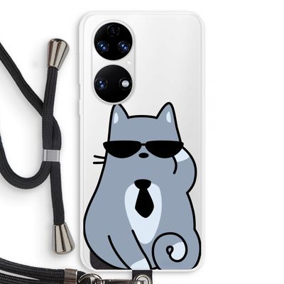 Cool cat: Huawei P50 Transparant Hoesje met koord