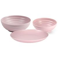 Plasticforte camping borden set - roze - kunststof - 3 soorten - 18x stuks - onbreekbaar servies