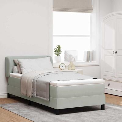 Boxspringbed met matras fluweel lichtgrijs 90x190 cm