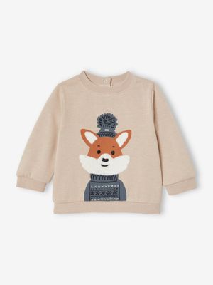 Sweatshirt jongensbaby gechineerd beige