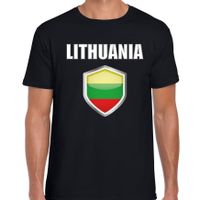 Litouwen landen supporter t-shirt met Litouwse vlag schild zwart heren 2XL  - - thumbnail