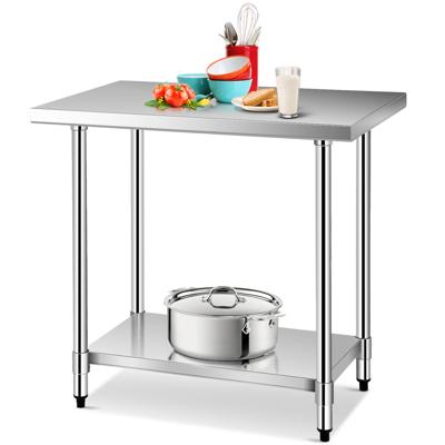 Roestvrijstalen Werktafel 91,5 x 61 cm 2 Planken Belasting 250 kg Buiten/Binnen voor Keuken Restaurant Tuin Hotel