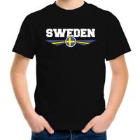 Zweden landen supporters t-shirt - zwart - kinderen - Fan kleding - EK / WK / Olympische spelen