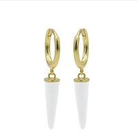 Karma Oorringen Hinged Hoops Emaille Long Cone Wit Goud