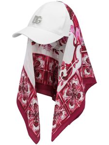 Dolce & Gabbana Majolica-print silk-blend cap - Blanc