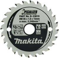 Makita Accessoires cirkelzaagblad laminaat | specialized 85x15x1,0 24t 7g - b-33819 b-33819