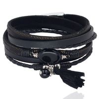 Deja Wikkelarmband Natuursteen & Kwastje - Zwart