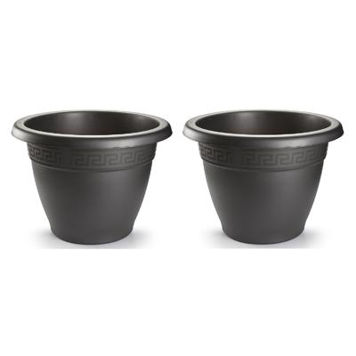 Plasticforte Plantenpot - 5x - antraciet - 50x40 cm - bloempot - kunststof - rond