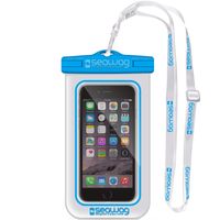 Witte/blauwe waterproof hoes voor smartphone/mobiele telefoon   - - thumbnail