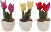 Plant pluche tulp L 3ass 27 cm - Van der leeden