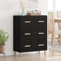 Dressoir Zwart eiken 34 x 69,5 x 90 cm Bewerkt hout