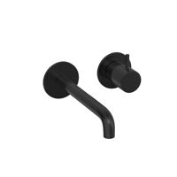 Inbouw Wastafelkraan Hotbath Cobber 18 cm Gebogen Uitloop 1-Hendel Geborsteld Zwart PVD