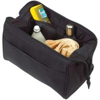 Toilettas / make-up tas - zwart - met metalen scharniersluiting - 25 x 17 x 13 cm