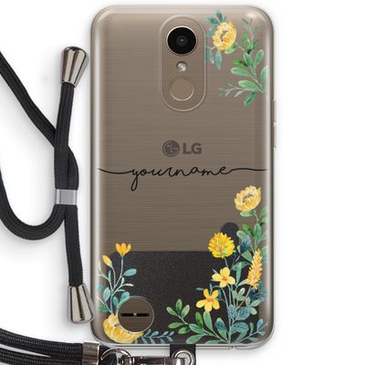 Gele bloemen: LG K10 (2017) Transparant Hoesje met koord