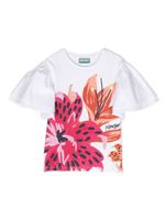 Kenzo Kids t-shirt volanté à fleurs - Blanc - thumbnail