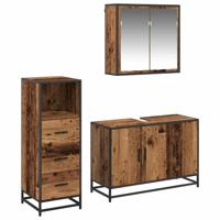 Badkamermeubelset 3 pcs Oud hout 90 x 33 x 60 cm Bewerkt hout
