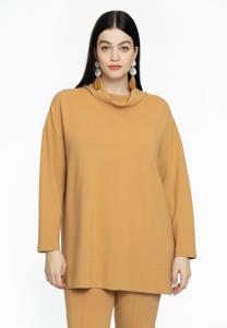 Yoek Trui met turtle neck | Licht Bruin | Maat 38/40