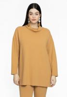 Yoek Trui met turtle neck | Licht Bruin | Maat 38/40
