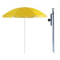 Parasol met metalen grondharing - geel - polyester - Dia 200 cm - verstelbaar