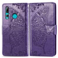 Butterfly Love bloemen reliëf horizontale Flip lederen case voor Huawei Y9 Prime (2019) met houder & kaartsleuven & portemonnee & Lanyard (donker pa