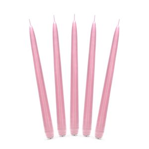 30x stuks Dinerkaarsen licht roze 24 cm