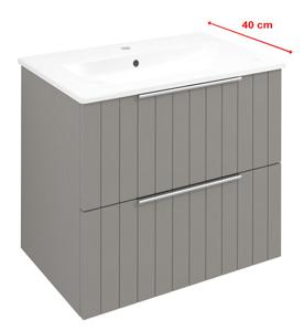 Sapho Cirasa Compact badmeubel 60cm met taupe ribbelfront en witte wastafel