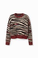 Oversized trui met zebraprint - BROWN - S