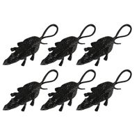 6x stuks horror griezel ratten zwart 8 cm