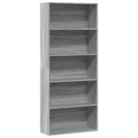 Boekenkast 80x30x189 cm bewerkt hout grijs sonoma eikenkleurig
