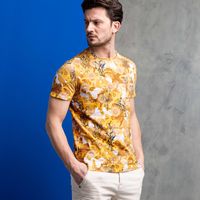 Short sleeve r-neck slim fit slub mimosa - thumbnail