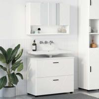 Badkamermeubelset 2 pcs Wit 76,5 x 35 x 64 cm Bewerkt hout