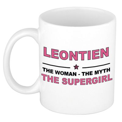 Leontien The woman, The myth the supergirl cadeau koffie mok / thee beker 300 ml